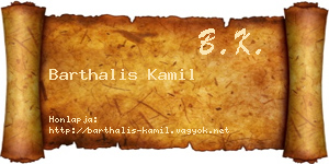 Barthalis Kamil névjegykártya